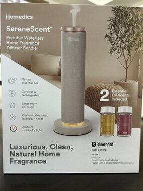 Homedics SereneScent Portable Waterless Home Fragrance Oil Diffuser Bundle - NWB